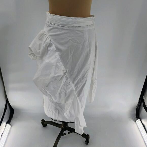 MILLY Skirt Lagenlook Stripe 100% Cotton White Midi Women's Size 4 - Picture 6 of 14